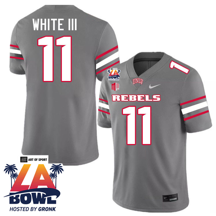 Ricky White III LA Bowl Jersey,UNLV Rebels 2024 LA Bowl Jersey-Grey